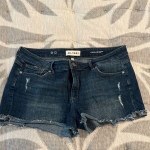 DL1961 Dark Blue Distressed Jean Shorts